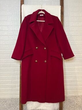Talbots Burgandy Vintage 100% Wool Coat Long Coat